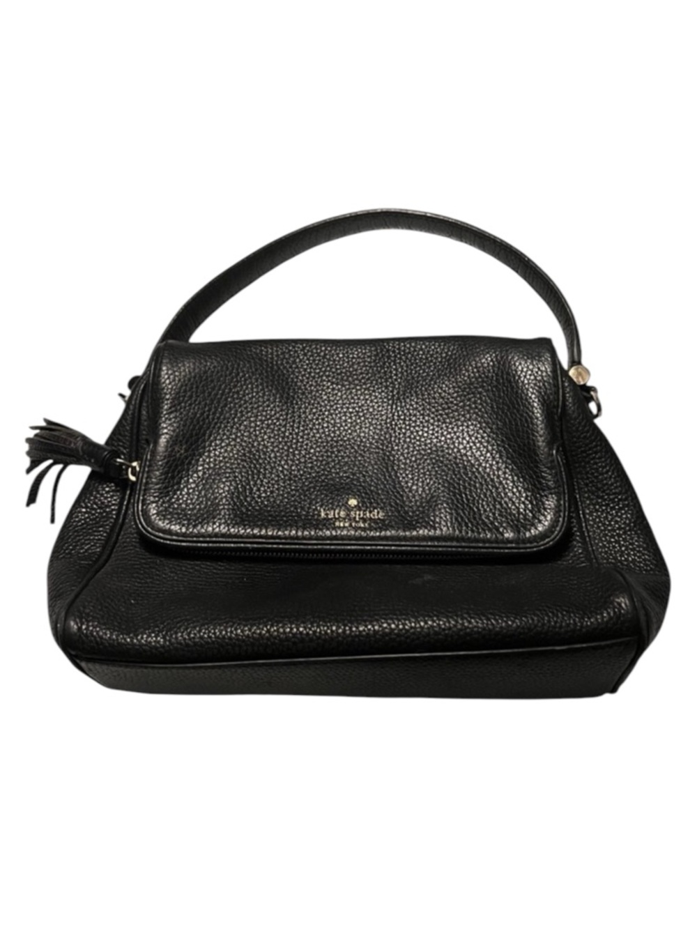 KATE SPADE New York Mini Carmen Southport Avenue Leather Fold-Over Bag Black